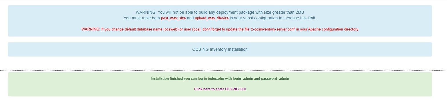 Installation terminée