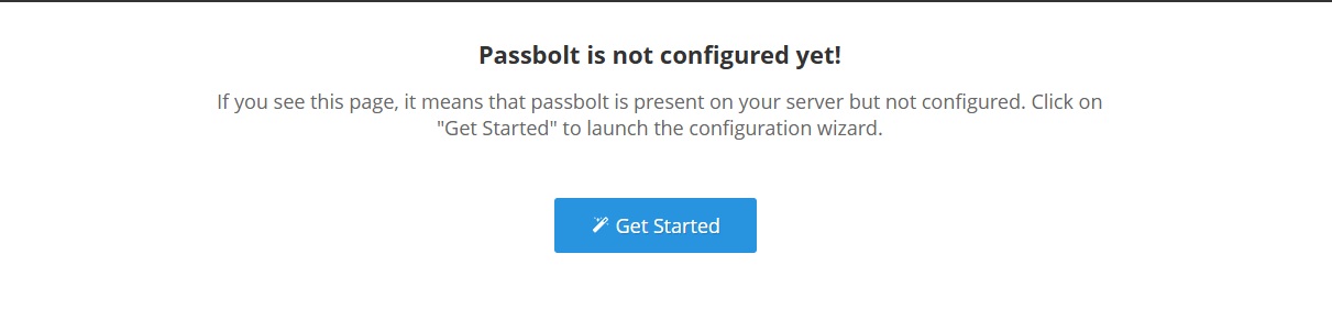 Passbolt - Page d&rsquo;accueil avant configuration