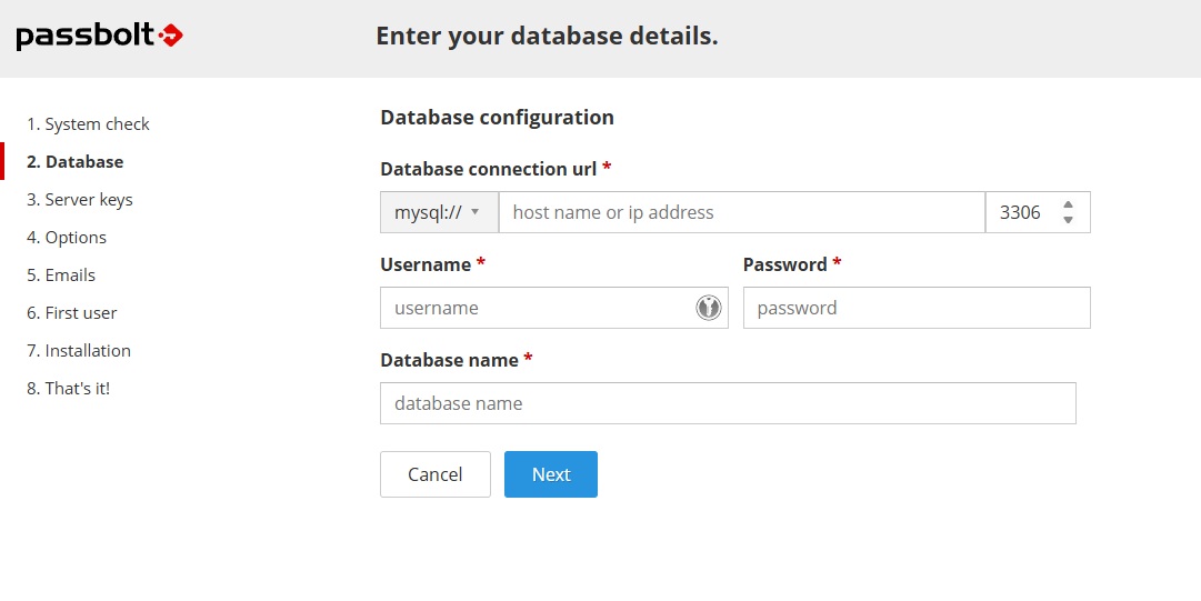 Passbolt - Configuration BDD