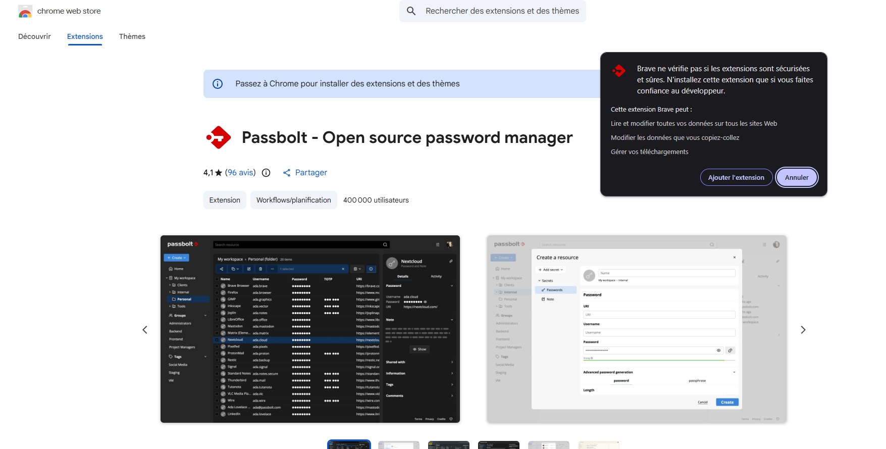 Passbolt - Extension Chrome Web Store