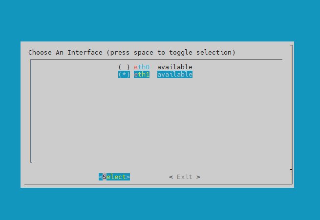 Sélection de l&rsquo;interface eth1