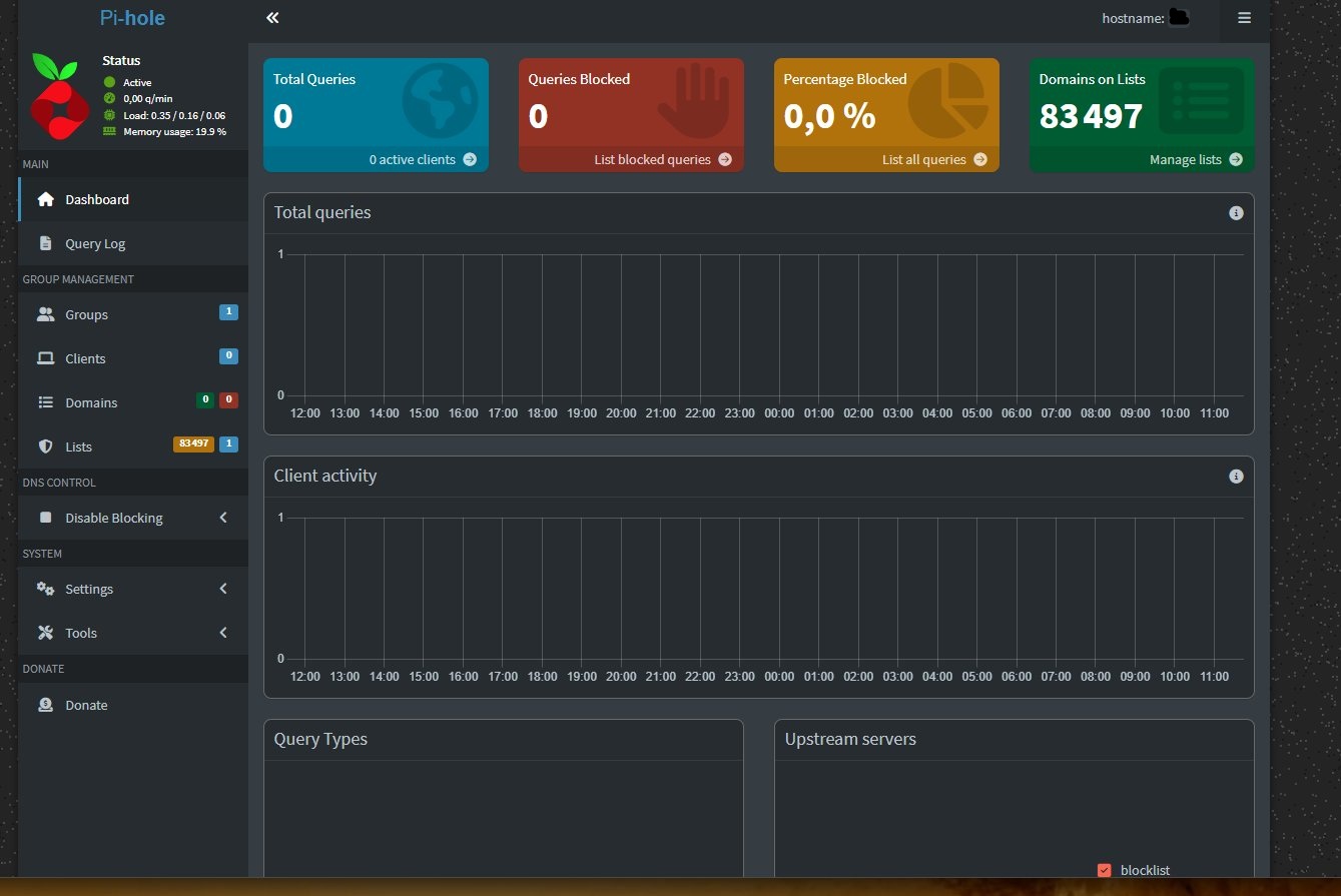 Dashboard Pi-hole vide