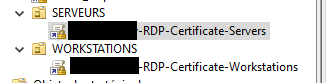 Deux GPO distinctes : Losthighway-RDP-Certificate-Servers et Losthighway-RDP-Certificate-Workstations