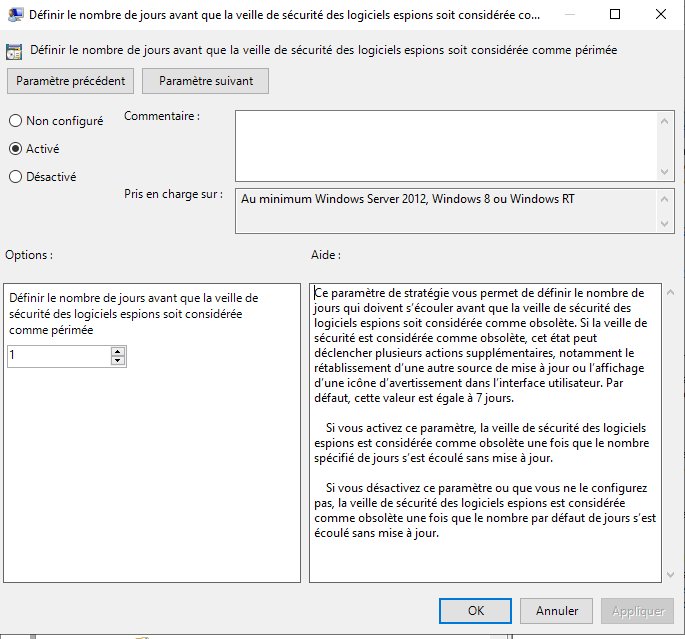Defender - péremption spywares
