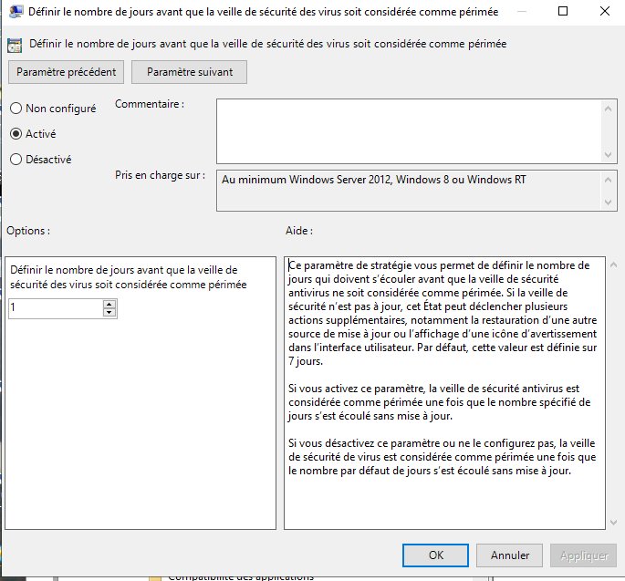 Defender - péremption virus