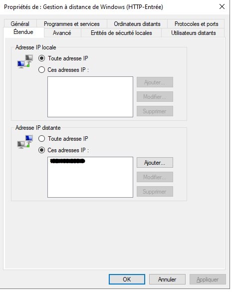 WinRM - règle firewall restreinte au serveur Ansible
