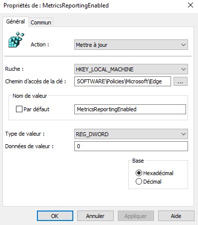 MetricsReportingEnabled = 0 — la télémétrie Edge est coupée.